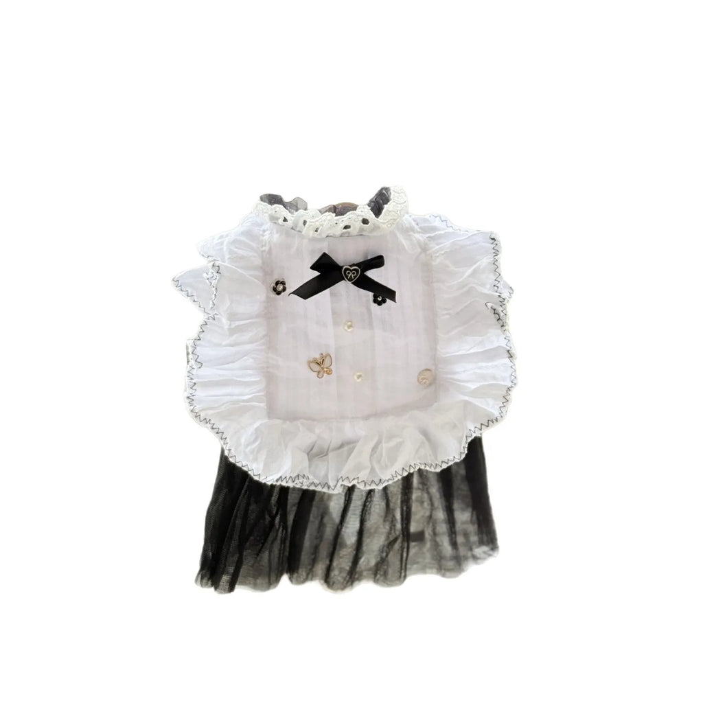 White polyester waltz gauze skirt for dogs in princess style on small pet mannequin