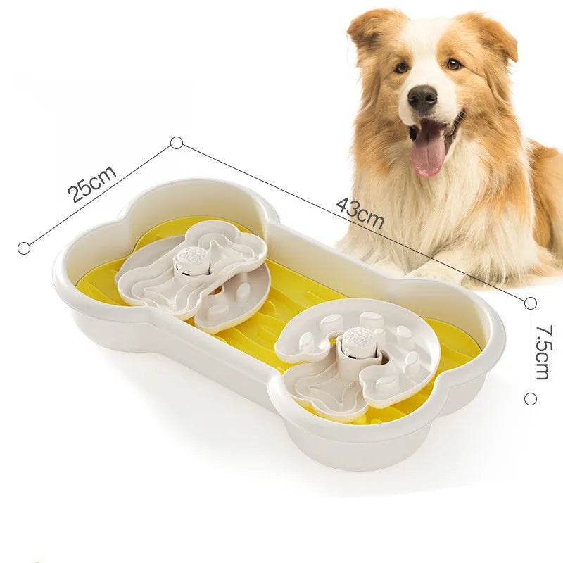 Large green three-tier dog slow feeder bowl with removable trays and suction cup base