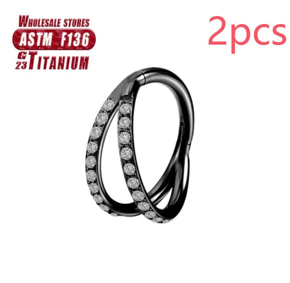 Titanium alloy fork nose ring set in various colours and lengths on 1.2mm gauge.