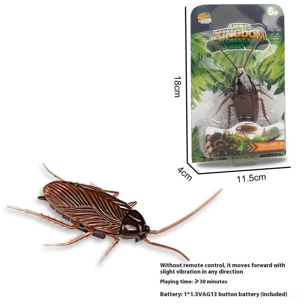 Electric vibration pet toy in four animal designs: cockroach, tarantula, mouse, and dragonfly