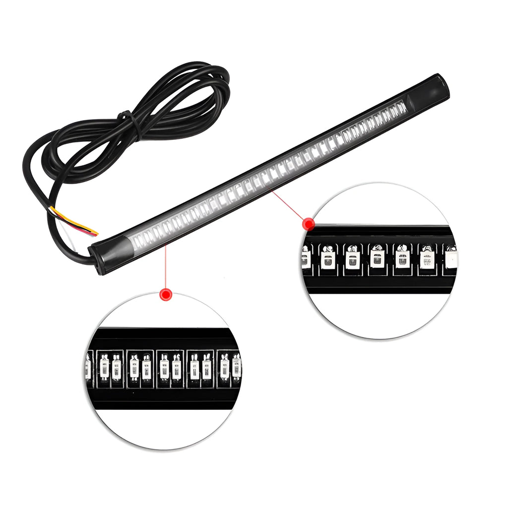 Motorcycle LED brake light two-colour steering waterproof bar silicone 220mm 12V integrated taillight