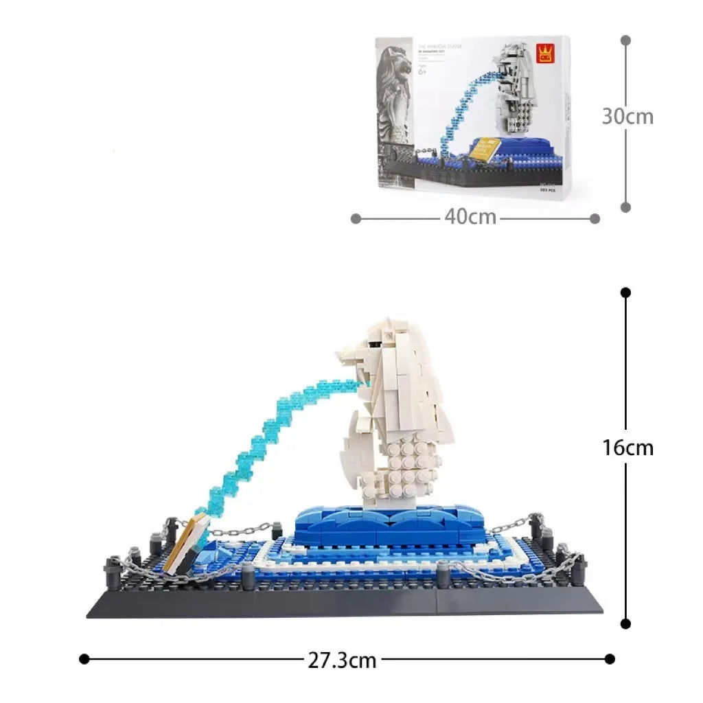 Wange building block street view set with landmark pieces including Eiffel Tower and Big Ben