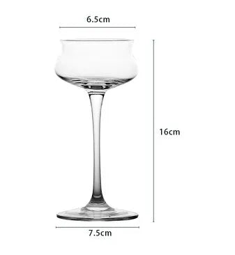 Transparent lead-free glass cocktail glass with seamless flat base and satin-board wall design