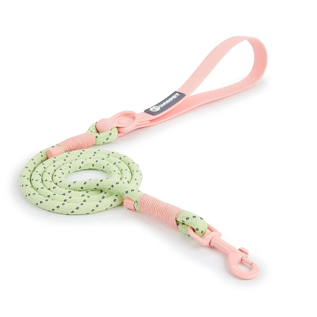 Solid colour PVC dog hand holding rope in crimson purple yellow or taoyao green showing 120cm length