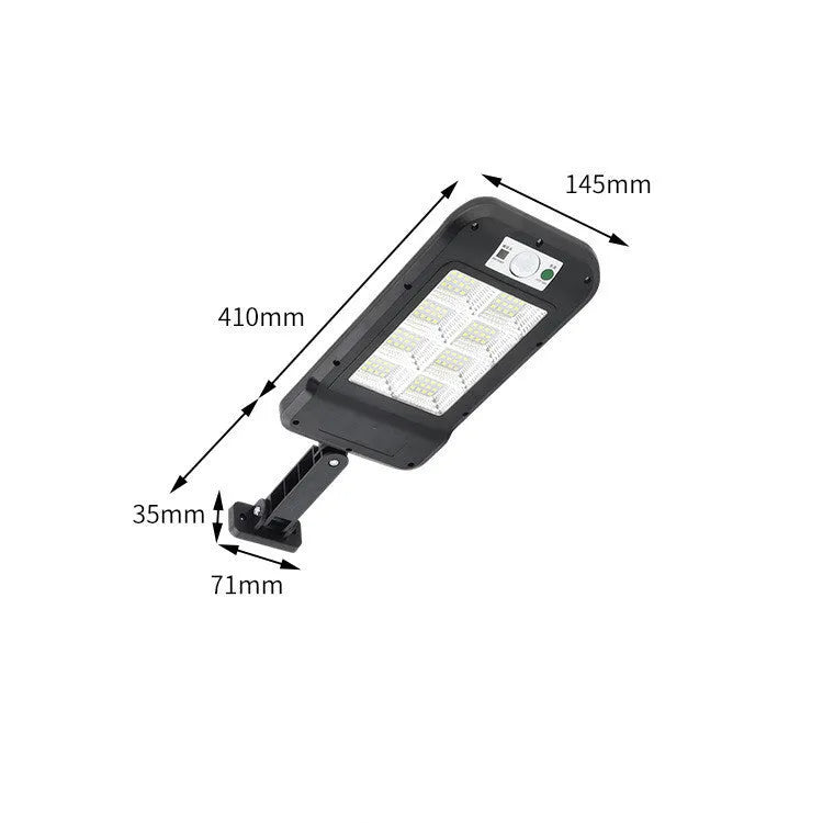 Solar wall light with 160COB LED lamps and motion sensor mounted on outdoor wall