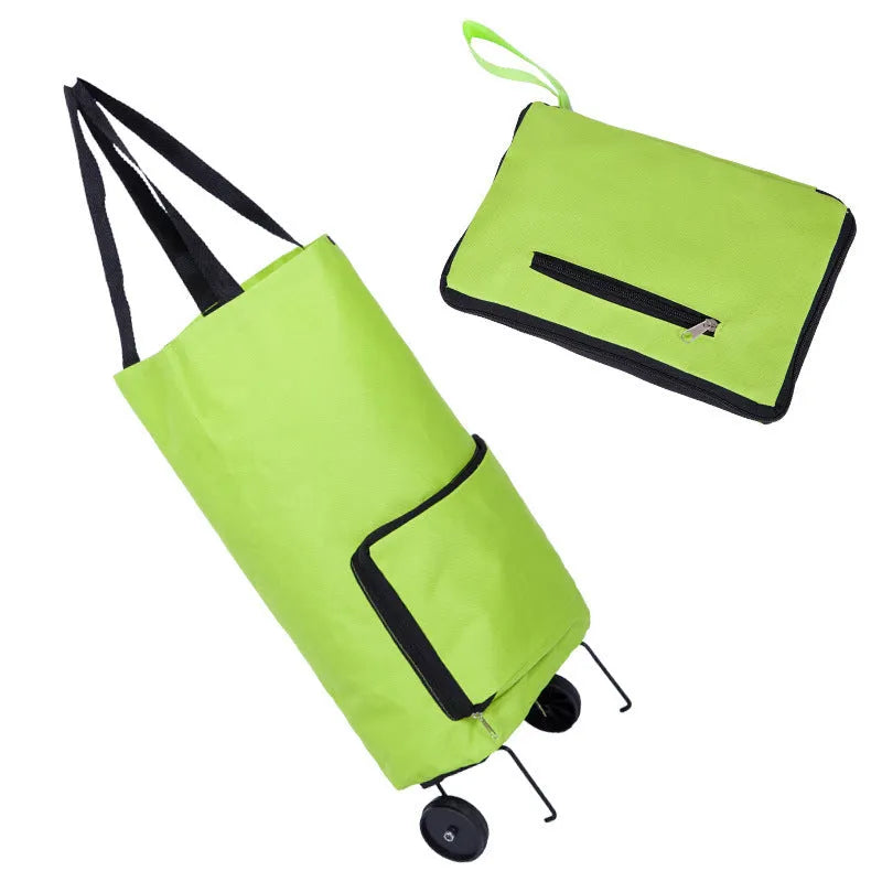 Green 3 in 1 heavy duty shopping cart with Oxford cloth, expanded size 55x28x18cm, folded size 28x18x4cm