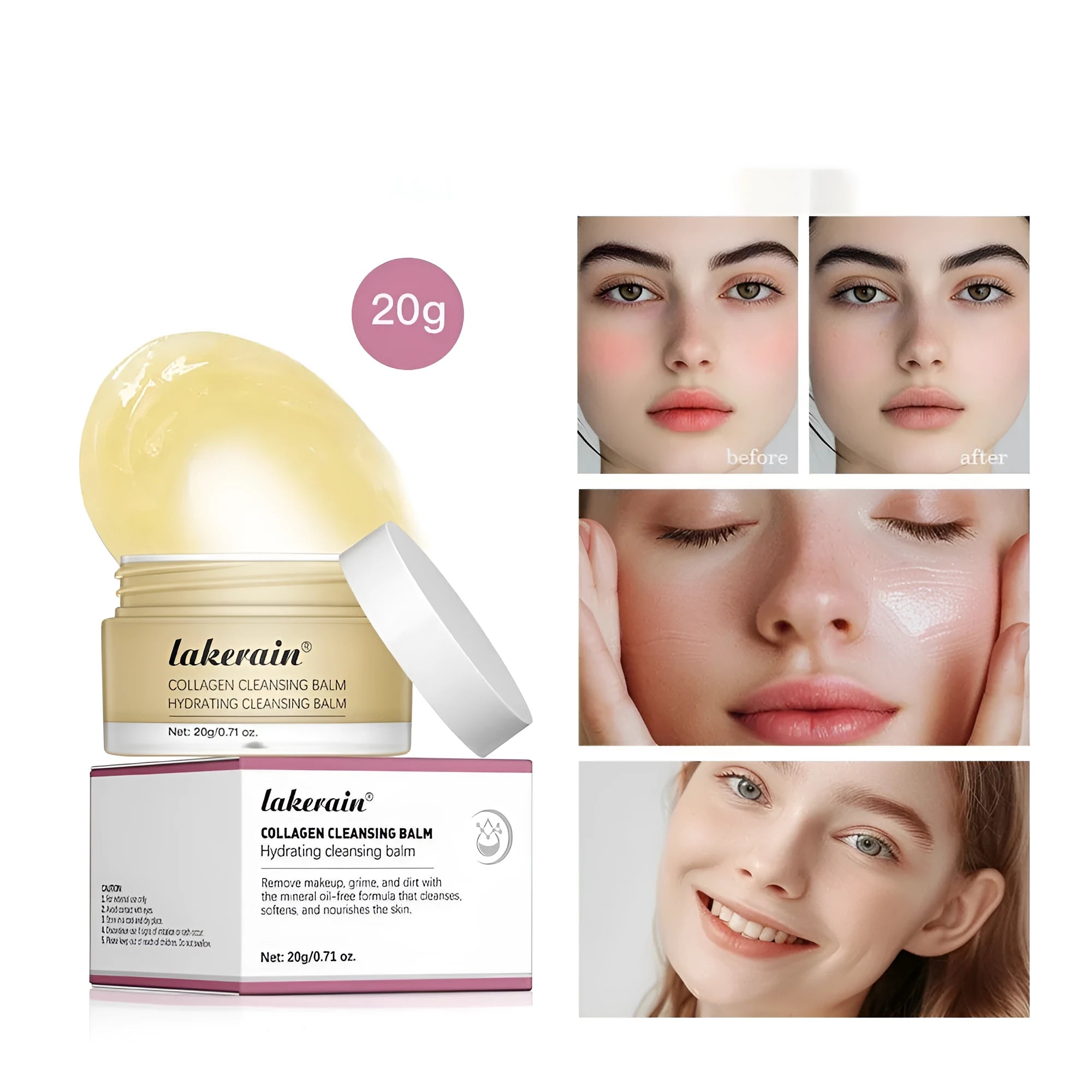 Rose fragrance makeup remover cleansing cream 20g container with foreign edition labelling