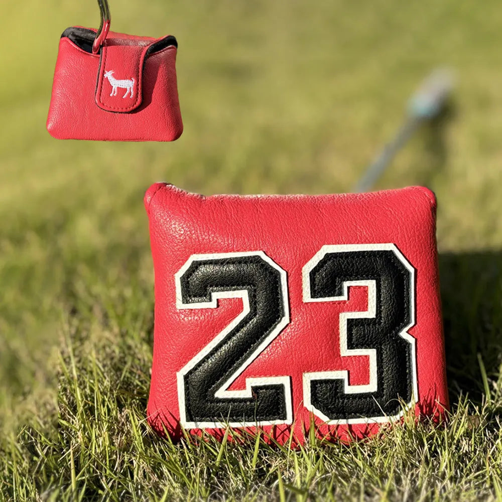 Set of four PU golf club head covers in a chosen colour for driver, fairway wood, UT iron, and Square putter.