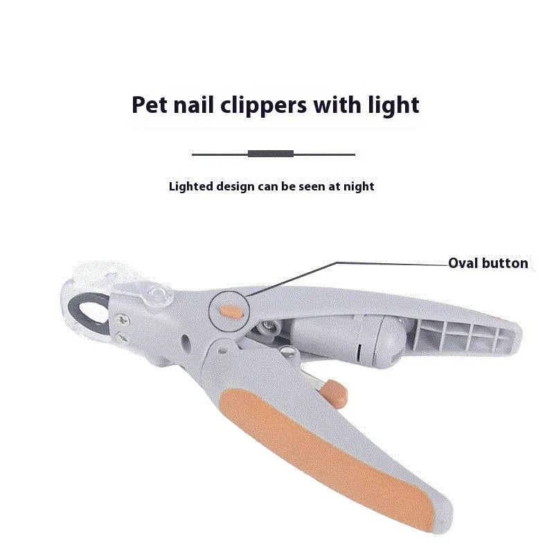 Dog nail clipper with imitation blood line indicator and built-in LED light for pet grooming