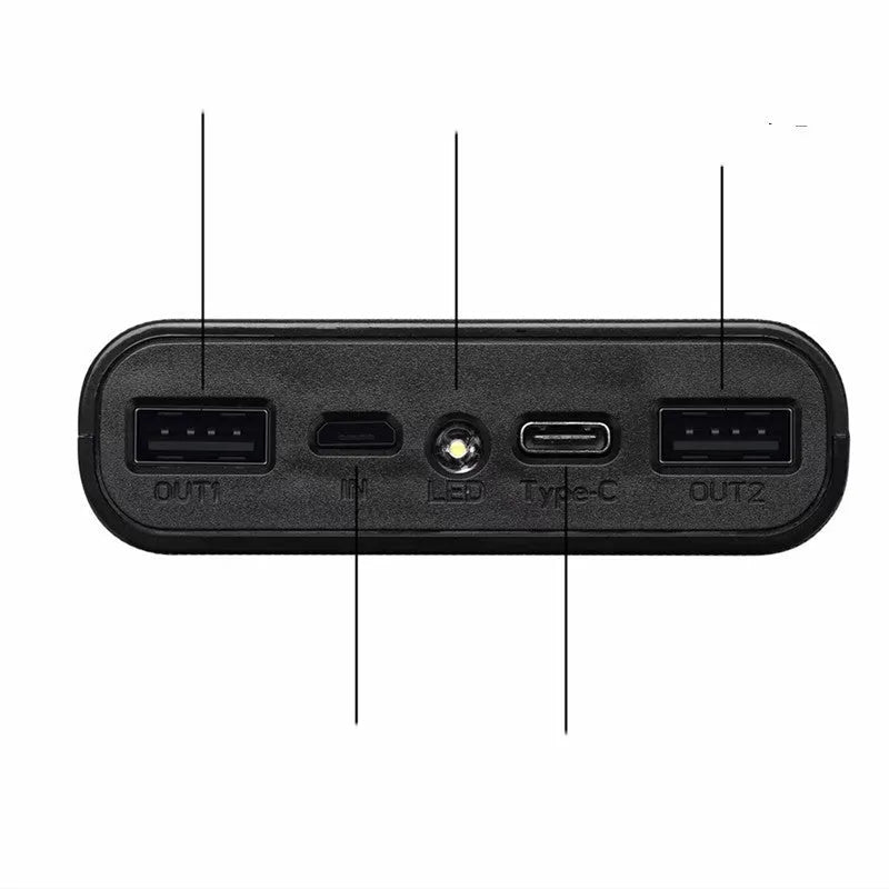 Digital display power bank spring kit with multiple USB ports and compact rectangular design