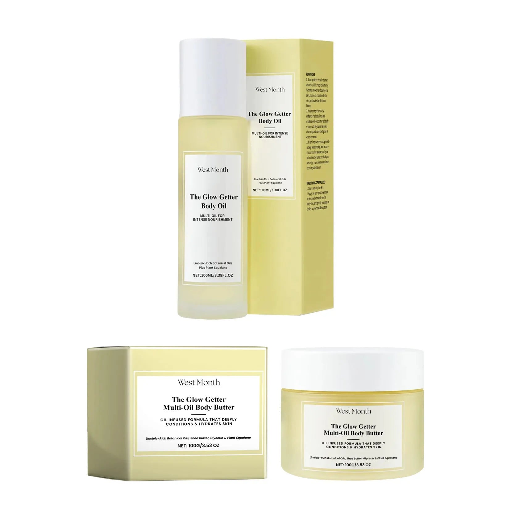Nourishing and firming body care kit with moisturising cream and skincare oil