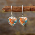 Silver alloy vintage bohemian love pendant drop earrings with water droplet shape
