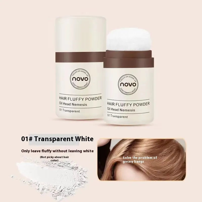 Mattifying hair and face powder for oil control on bangs, available in three shades