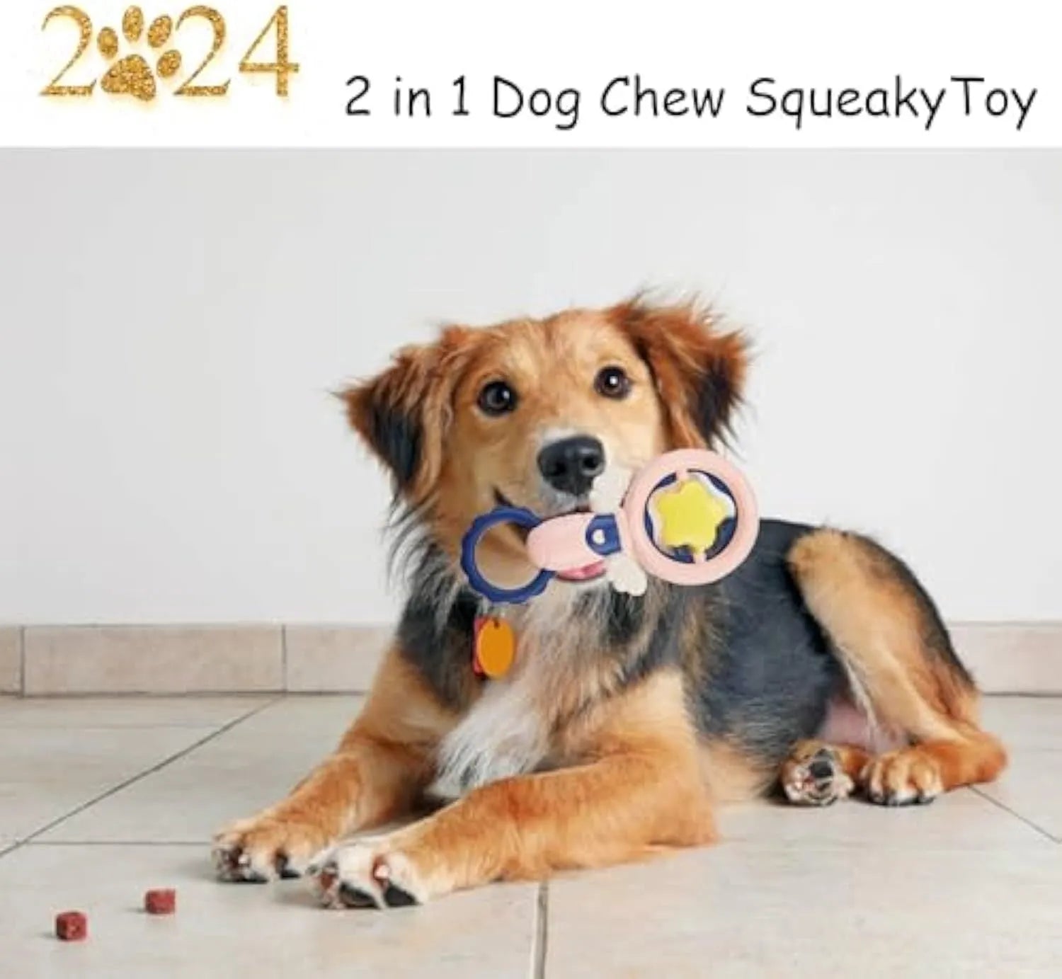 Set of four pink durable dog chew toys for large breed aggressive chewers with dental cleaning benefits