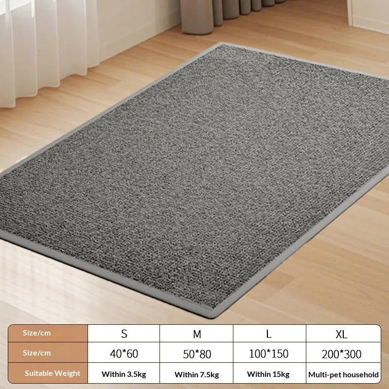 Cloth sisal pet-proof rug in gray for living room, suitable for cats, available in multiple sizes