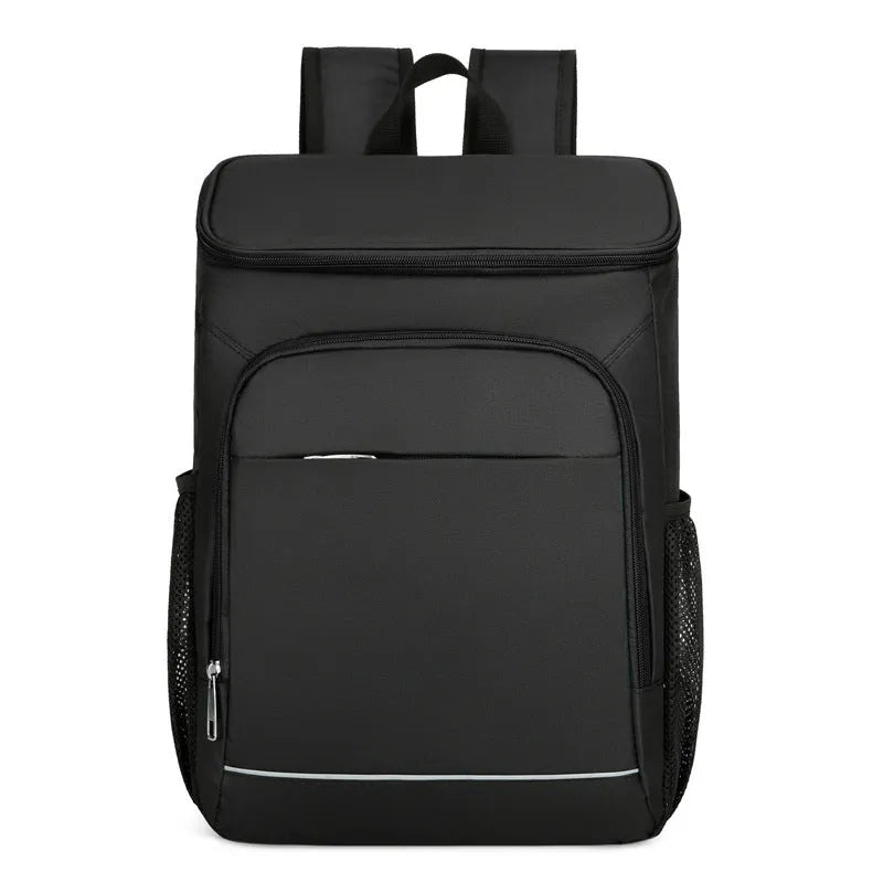 Large thermal insulated oxford cloth backpack with curved shoulder straps in grey and orange colour option