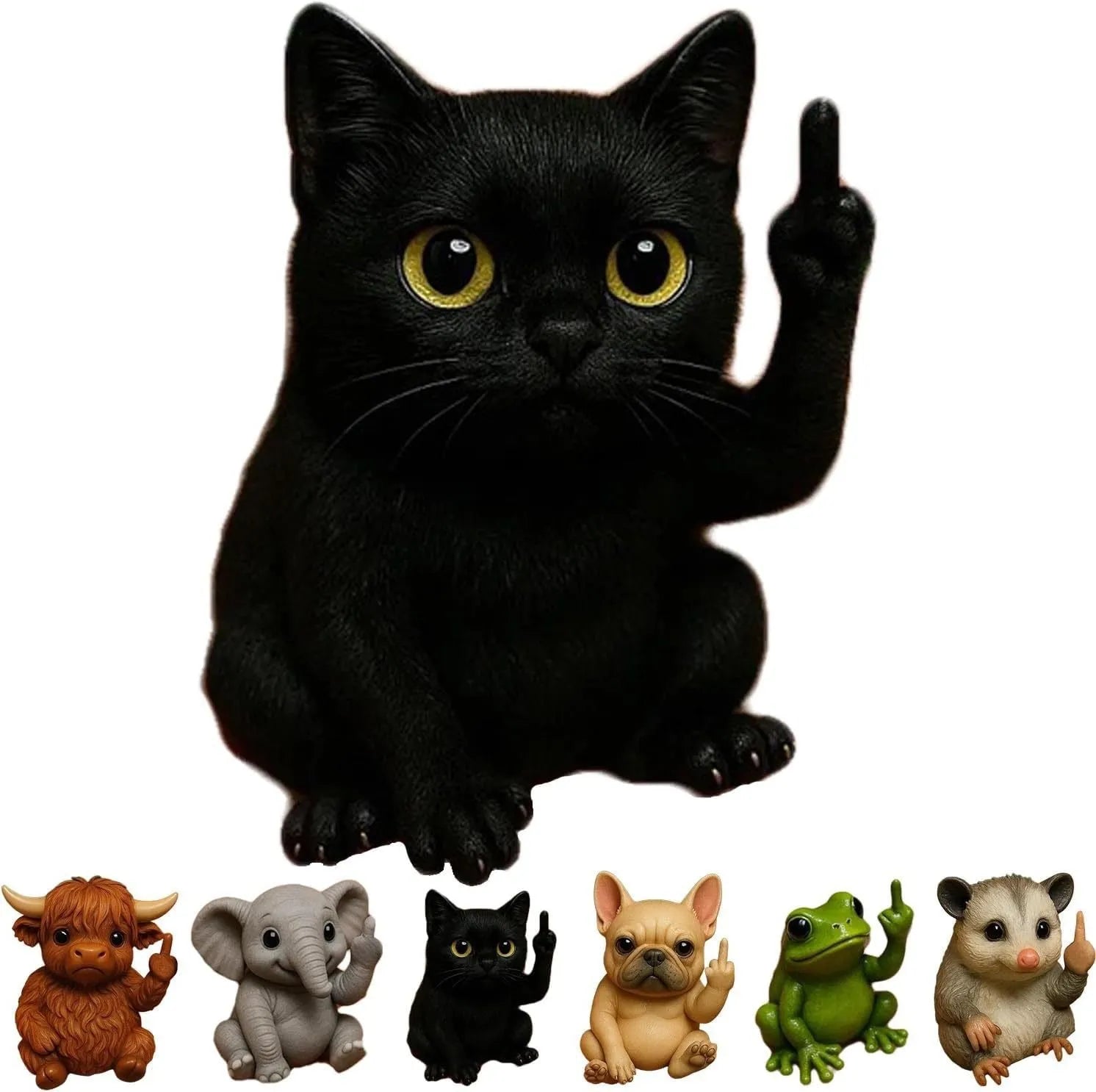 Mini animal vertical middle finger resin doll figurine showing seven animal design options