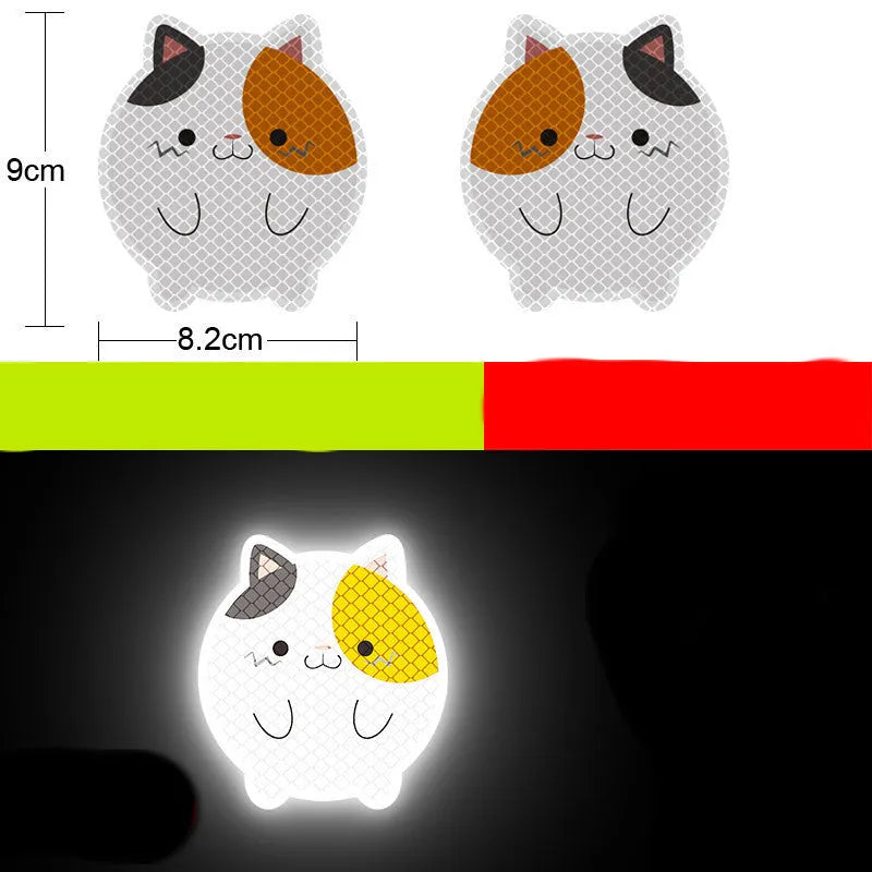 Pair of reflective warning stickers with diamond film for vehicles, approximately 9 by 5 cm