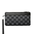 Black men's leather clutch wallet showing first layer cowhide construction and 20x10cm dimensions