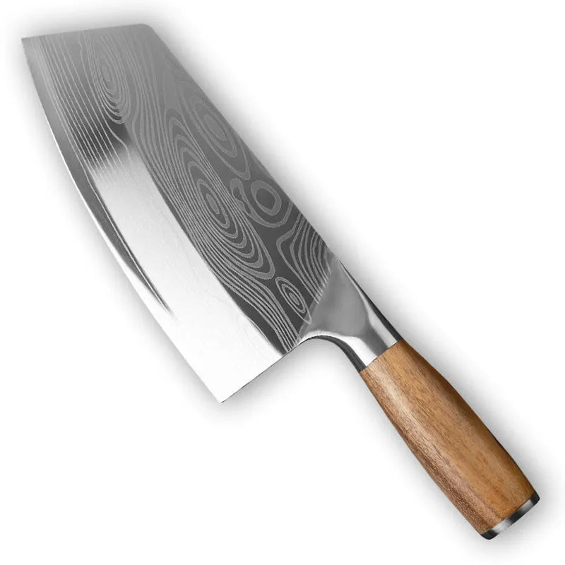 Stainless steel kitchen knife with forged 40cr13 blade, 320mm length, ice fire dual tempering, photo colour