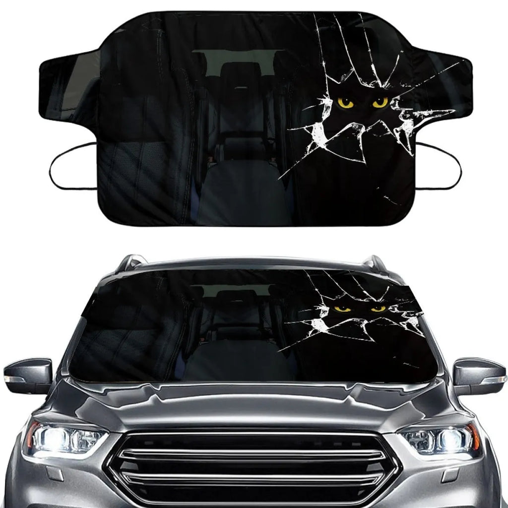 Car snow protection front gear made of aluminium film foam polyester fabric with lanyard installation system