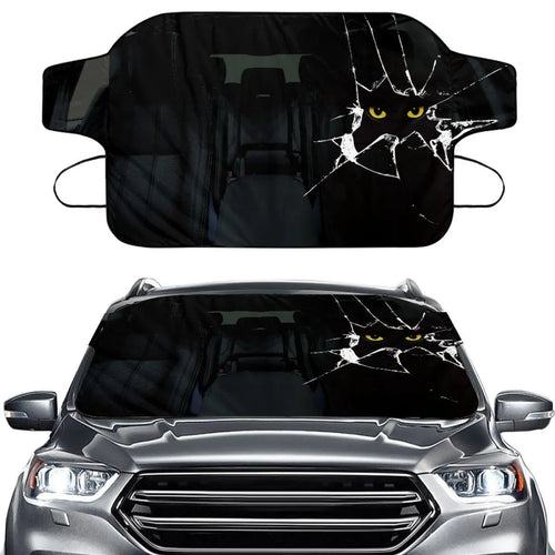 Car snow protection front gear made of aluminium film foam polyester fabric with lanyard installation system