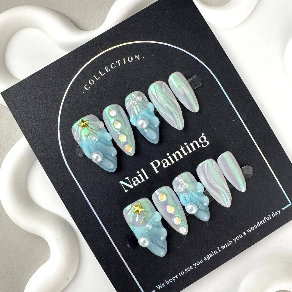 HAILANG blue plastic nail tips in XS, S, M, L sizes for temporary nail wear