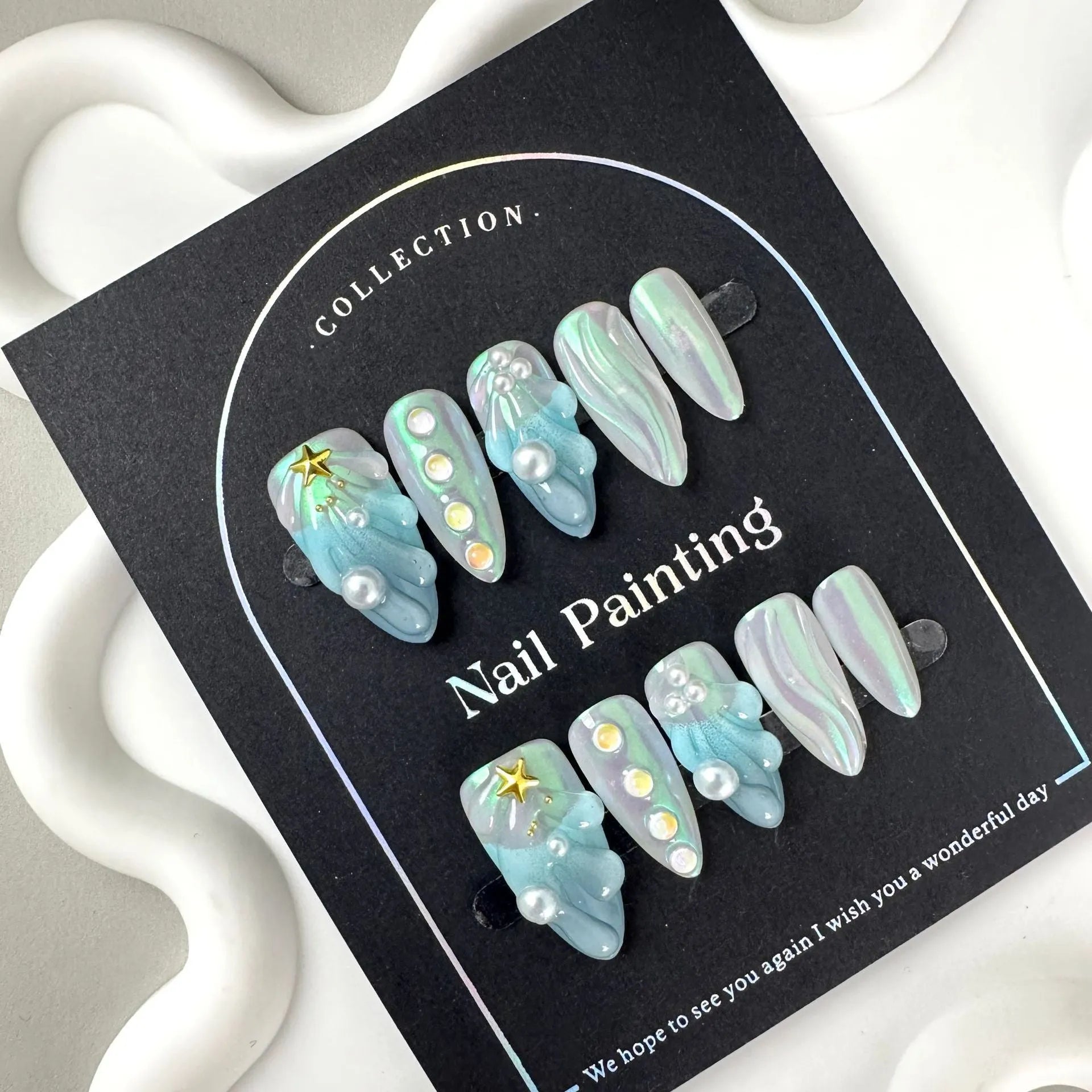 HAILANG blue plastic nail tips in XS, S, M, L sizes for temporary nail wear
