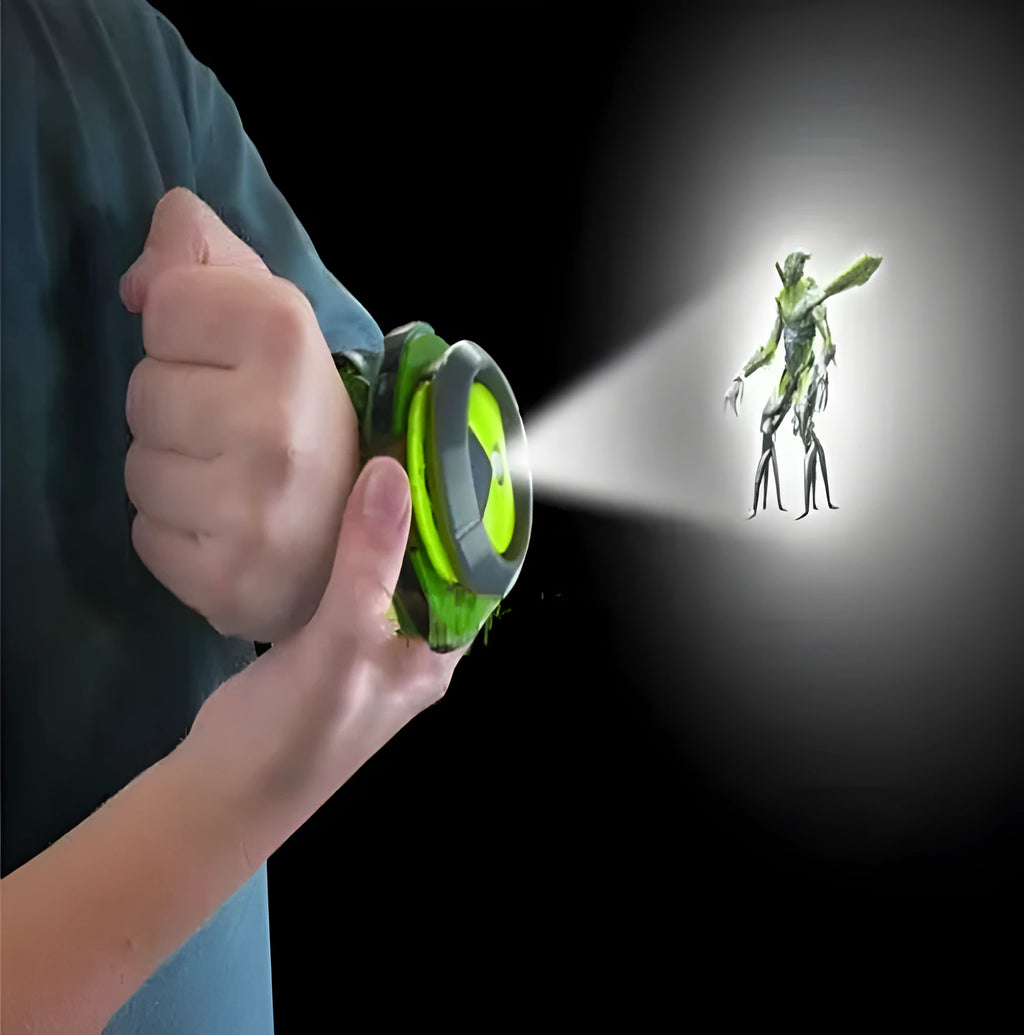 Ben 10 Omnitrix kids projector watch in medium size, showing dial with projector function and PVC strap