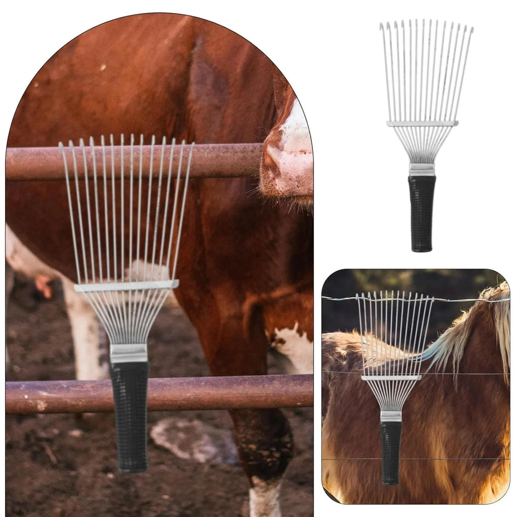Stainless steel dematting brush rake for grooming horses and large dogs