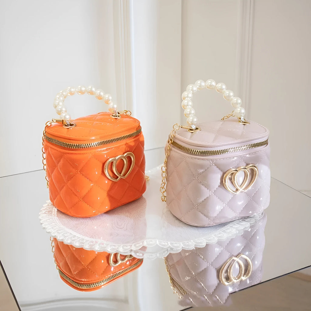 Transparent PVC jelly bucket handbag with heart pattern in multiple colour options