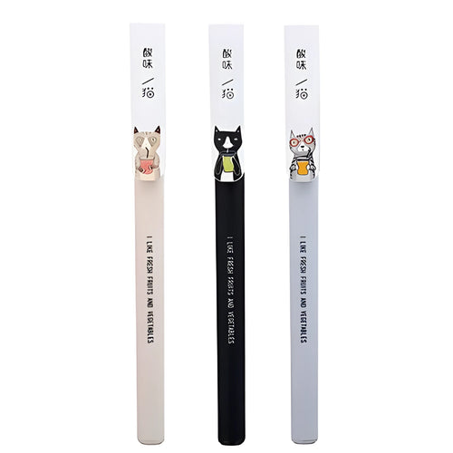 Black gel pen with full needle tube, plastic body 14.1x1.1cm, non-erasable ink