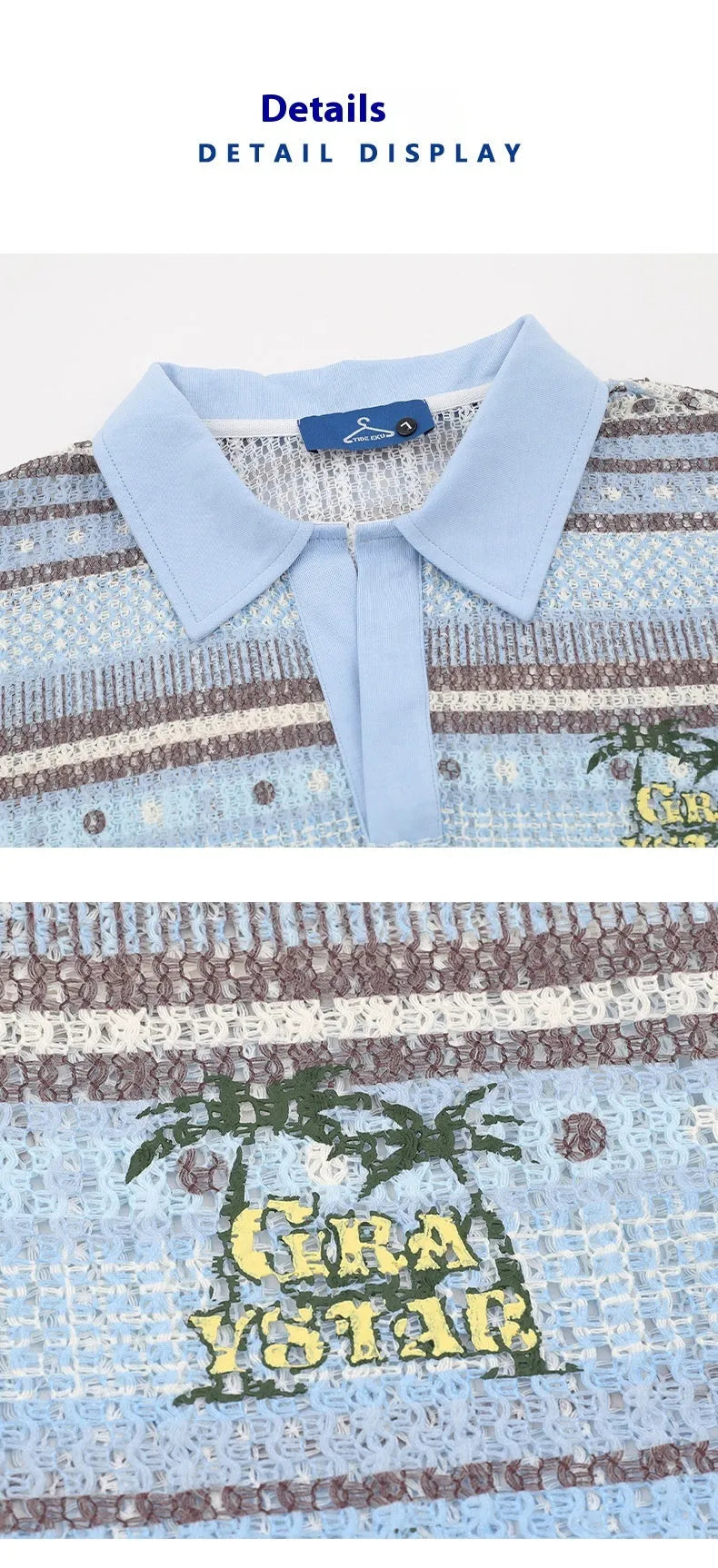 Men's loose fit printed short sleeve shirt in blue or yellow with elastic polyester fabric