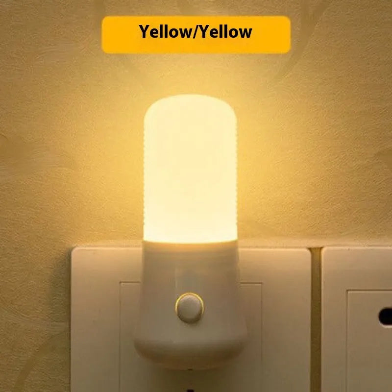 Minimalist white cube bedside night light with US plug and dual-colour switch