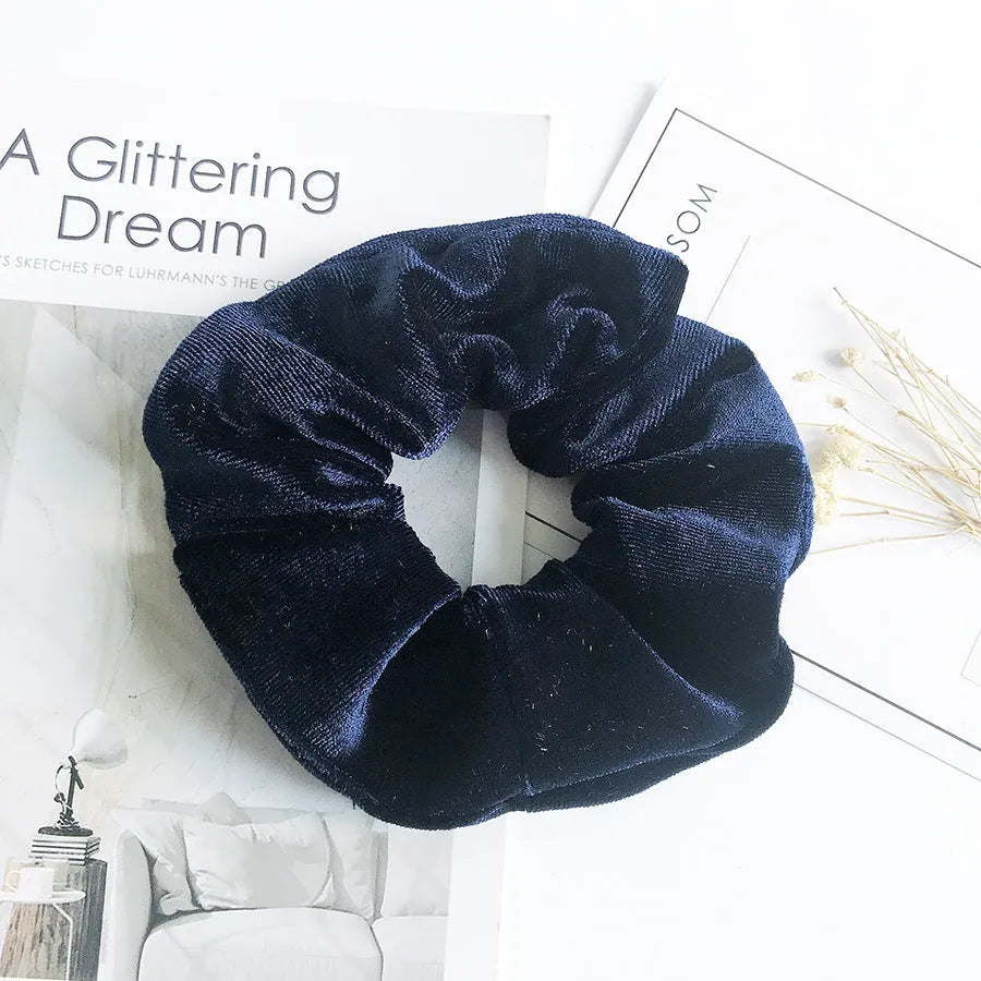 Flannel cloth hair tie for women – soft ponytail hair rope in multiple colour options including army green, black, camel, and wine red