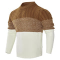 Men's casual colour block long sleeve cable knit pullover sweater in blue, crew neck and textured knit