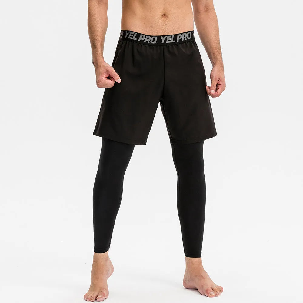 Men's grey quick-drying high elastic tight pants for fitness and running