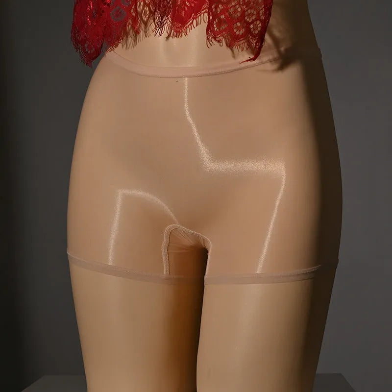 Men's seamless nylon underwear stockings in multiple colours including red, black, and fair skin tone.
