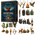 Clear acrylic hunting-themed advent calendar blind box ornament hanging on Christmas tree