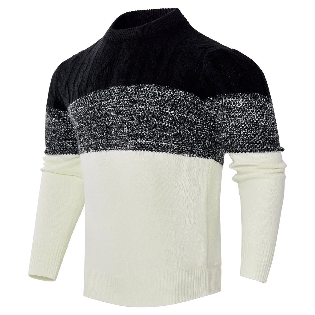 Men's classic crew neck knitted pullover sweater in a long sleeve design for winter.