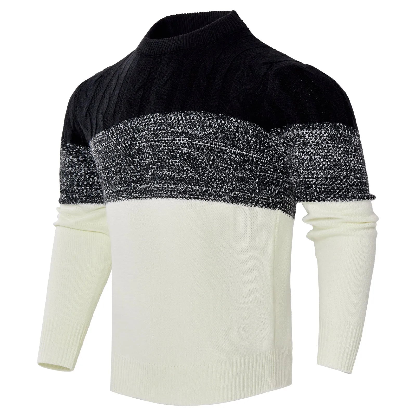 Men's classic crew neck knitted pullover sweater in a long sleeve design for winter.