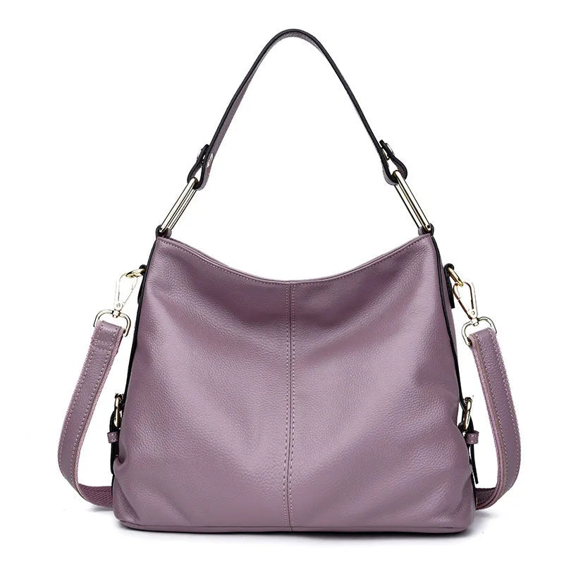 Genuine leather vertical square crossbody handbag with internal organisation pockets in four colour options
