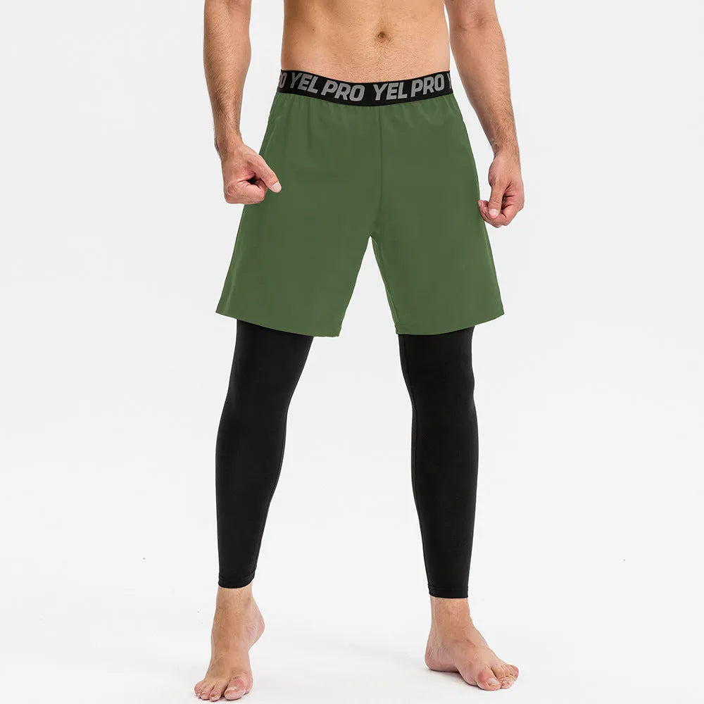 Men's grey quick-drying high elastic tight pants for fitness and running