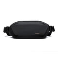 Black Oxford cloth mens messenger bag with cross-body strap and street trend styling