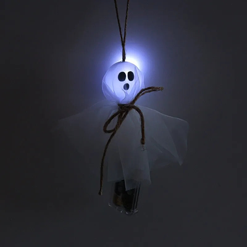 Halloween LED lighting chain with battery box and ghost-coloured lights for venue decoration