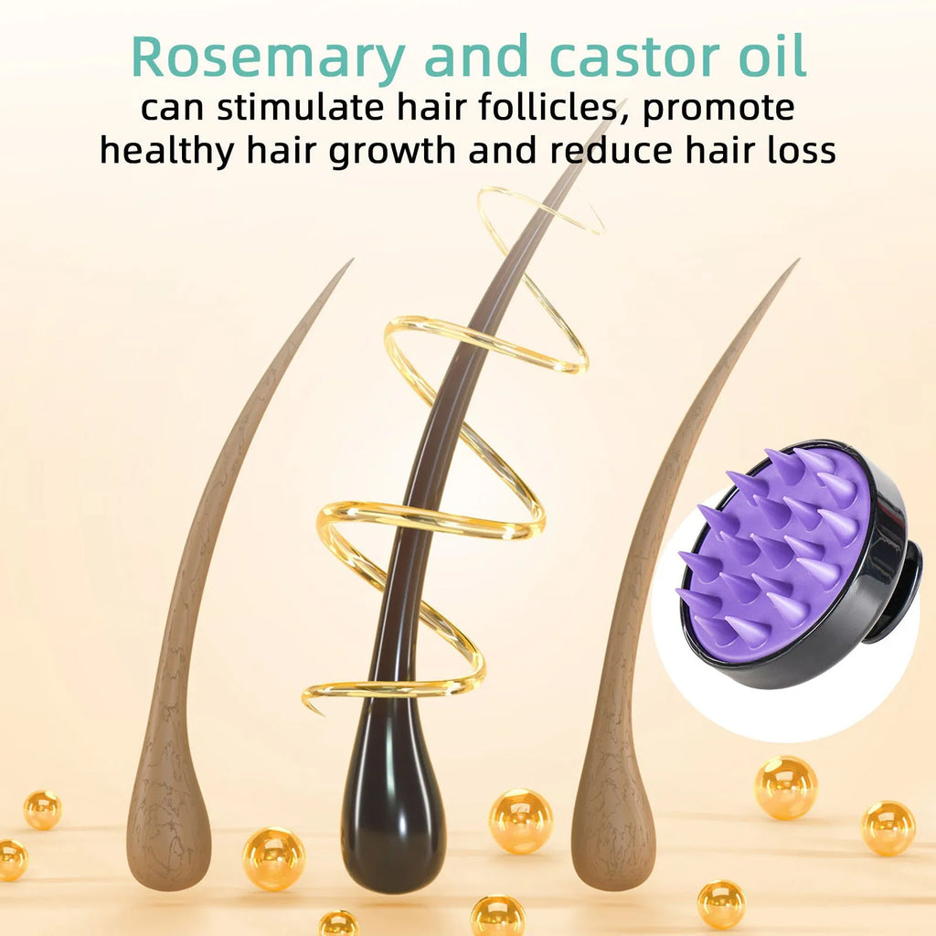 118ml bright yellow hair treatment oil bottle with a massage brush for dense long hair care