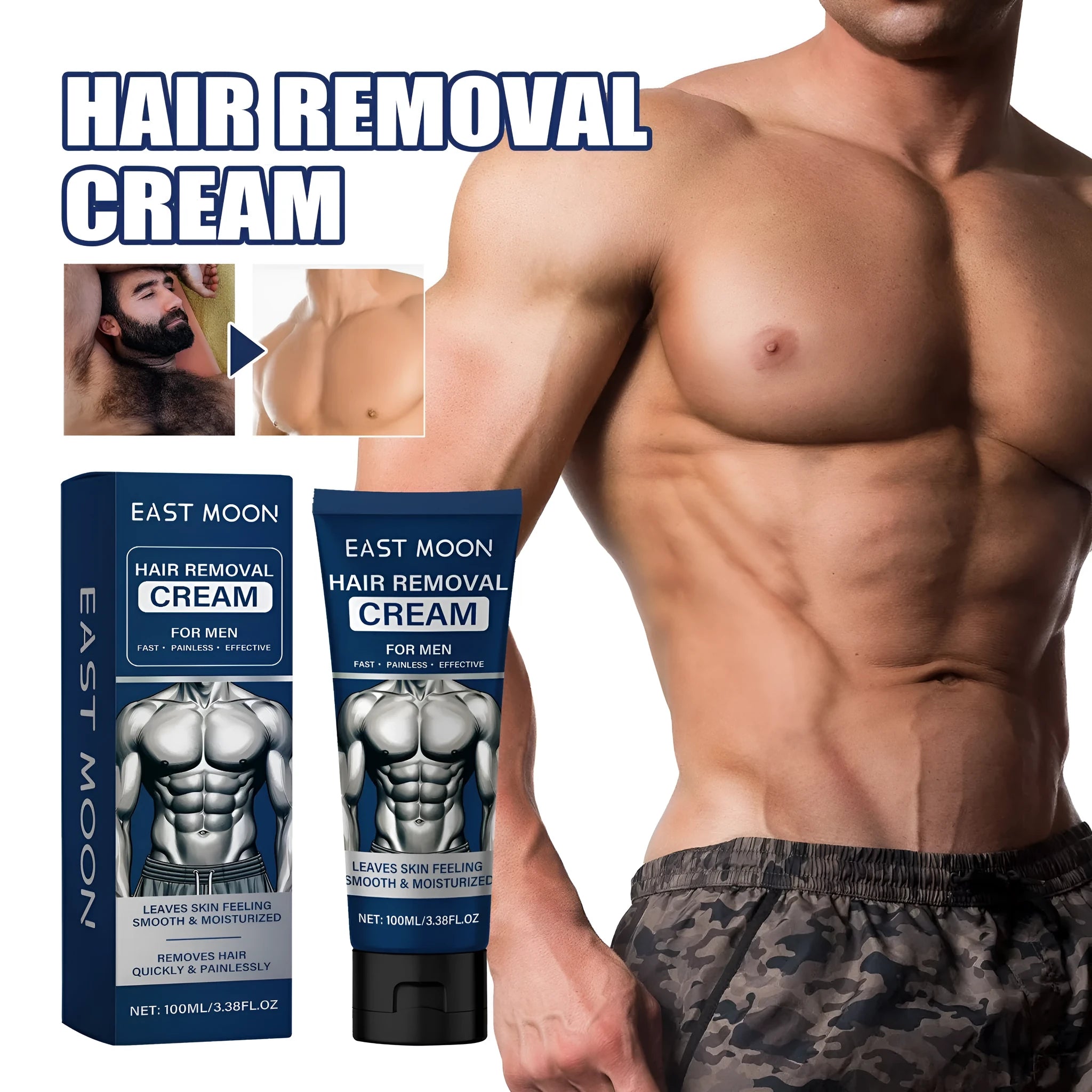 100ml tube of men's hair removal cream for beard, armpit, hands and legs