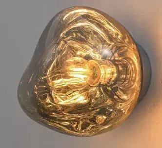 Creative retro corridor aisle ambience light in gold finish with warm glow, Alec shell construction