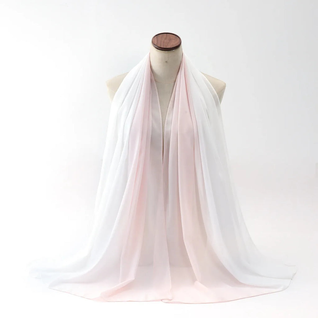 Women's chiffon bubble towel scarf in ethnic Pu long style showing texture and drape