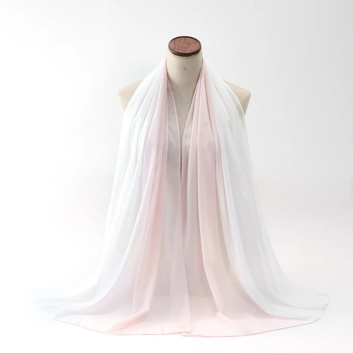 Women's chiffon bubble towel scarf in ethnic Pu long style showing texture and drape